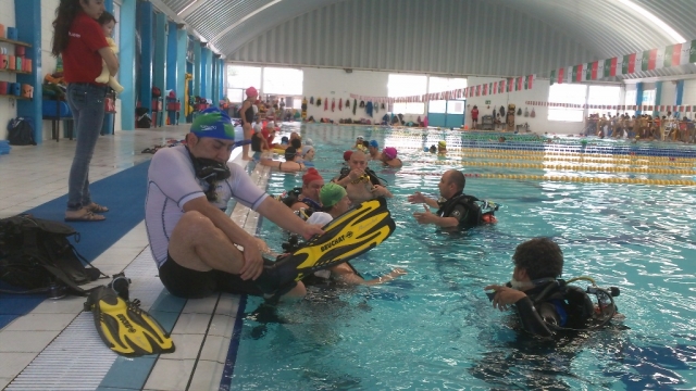  With the diving equipment 